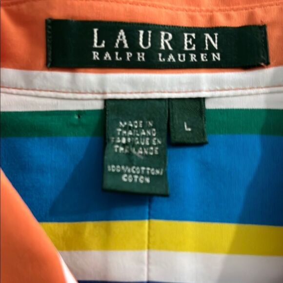 Ralph Lauren Orange and Blue Striped Shirt - Picture 8 of 10